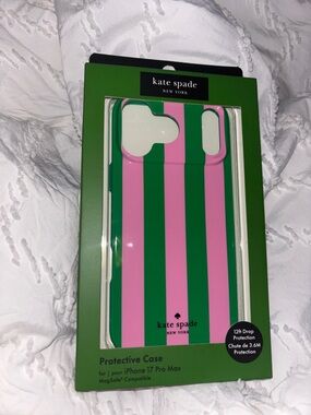 kate spade Green & Pink Vertical Stripe iPhone 17 Pro Max Case
